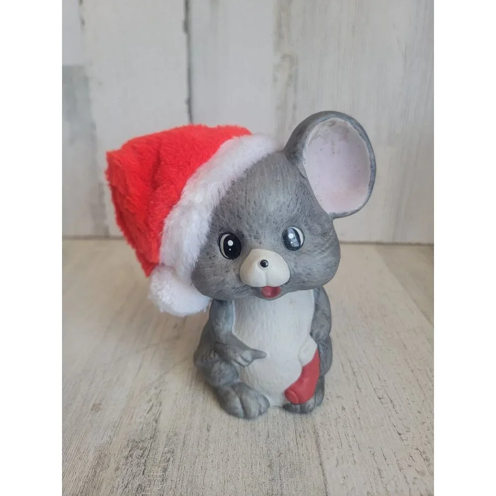 Vintage Santa Mouse light up ceramic ornament‎ Xmas